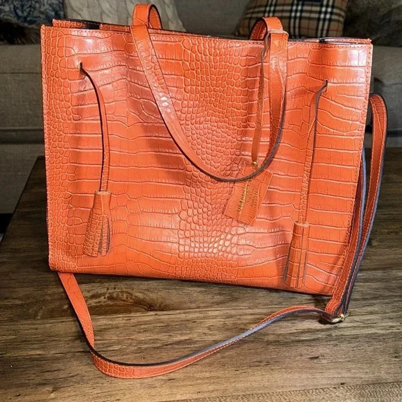 💥PERSAMAN New York Croc Embossed Style Handbag Adjustable Satchel Sienna Purse - Picture 7 of 15